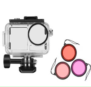 For DJI OSMO Action 5 Pro/4/3 Action Camera Waterproof Case 60M Protective Shell Red Pink Purple Dive Filters Set Accessories
