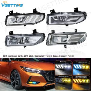 Đèn LED Chạy Ban Ngày Cho Xe Nissan Sentra Xtrail Rogue Qashqai 2017-2020 Đèn Sương Mù Đèn Pha Ba Màu Hiệu Ứng Chảy 3400LM