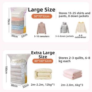 Vacuum No Air Pump Manual Compression Moisture Proof Mildew Proof Storage Bags