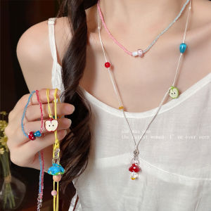 สร้อยคอแบบยาว จี้ลูกปัดมushroom โซ่แบบแขวนสำหรับผู้หญิง จี้ลูกปัด Dopaamine ใหม่ล่าสุด 2025 แฟชั่นใหม่ เครื่องประดับแฟชั่น