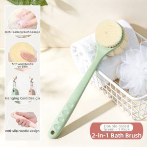 Long Handle Double-Sided Gentle Bath Brush For Back Scrubbing