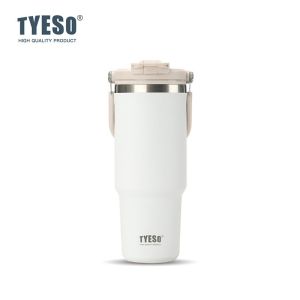 TYESO | Tyeso 1200ML Cup Handle Vacuum Flasks Dual-Drink Coffee Mug Stainless Steel Thermoses Ice Cup Car Bottle Hot Cold Retention