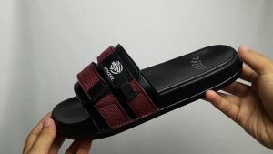 DENZEL DZ 102 Black Sandal Slide Pria Hitam Marun
