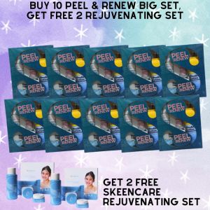 Buy 10 Skincare Peel & Renew Big Set + 2 Free Rejuv Set\\n\\nAre you looking for a powerful anti-aging skincare solution? Look no further than the 10-Piece Skincare Peel & Renew Big Set. This comprehensive package includes everything you need to rejuvenate your skin and achieve a smoother, younger-looking complexion. With the added bonus of two free Rejuv Sets, you'll be able to enjoy even more benefits from this high-quality skincare line.\\n\\n What is the 10-Skincare Peel & Renew Big Set?\\n\\nThe 10-Piece Skincare Peel & Renew Big Set is a premium anti-aging skincare solution that combines powerful ingredients to help reduce the appearance of fine lines, wrinkles, and other signs of aging. This set includes a variety of products, such as cleansers, exfoliants, serums, and moisturizers, all designed to work together to promote healthy, youthful-looking skin.\\n\\n Key Features of the 10-Piece Skincare Set\\n\\n- Comprehensive 10-piece package\\n- Includes two free Rejuv Sets\\n- Powerful anti-aging ingredients\\n- Suitable for all skin types\\n- Easy-to-follow step-by-step guide\\n\\n How the Anti-Aging Skincare Set Works\\n\\nThe Skincare Peel & Renew Big Set works by targeting the underlying causes of aging, such as free radical damage, inflammation, and collagen depletion. By using a combination of antioxidants, peptides, and other active ingredients, the set helps to protect, repair, and renew your skin, leaving it looking smoother, firmer, and more youthful.\\n\\n Benefits of Using the Skin Renewal Kit\\n\\nUsing the Skincare Peel & Renew Big Set offers a wide range of benefits for your skin, including:\\n\\n- **Anti-Aging Effects**: Reduce the appearance of fine lines, wrinkles, and other signs of aging.\\n- **Skin Rejuvenation**: Promote healthy cell turnover and collagen production for a more youthful complexion.\\n- **Smooth Skin Texture**: Minimize the appearance of pores, scars, and other imperfections for a smoother, more even skin tone.\\n\\n How to Use the Skincare Peel & Renew Set\\n\\nUsing the Skincare Peel & Renew Big Set is simple and straightforward. Just follow these steps:\\n\\n1. Cleanse your face thoroughly using the included cleanser.\\n2. Apply the exfoliant to gently remove dead skin cells and promote cell turnover.\\n3. Follow up with the serum to nourish and hydrate your skin.\\n4. Finish with the moisturizer to lock in moisture and protect your skin.\\n\\n Tips for Best Results\\n\\n- Use the set consistently, ideally every night before bed.\\n- Be gentle when applying the exfoliant to avoid irritation.\\n- Pair the set with a healthy diet and lifestyle for optimal results.\\n\\n How Often to Use the Skincare Set\\n\\nFor best results, we recommend using the Skincare Peel & Renew Big Set every night before bed. However, you can adjust the frequency based on your individual skin needs and preferences.\\n\\n Frequently Asked Questions About the Big Set with Free Rejuv Set\\n\\n Is the Skincare Set Suitable for All Skin Types?\\n\\nYes, the Skincare Peel & Renew Big Set is suitable for all skin types, including sensitive skin. However, if you have any concerns about using the set, consult with a dermatologist before starting.\\n\\n How Long Will the Skincare Set Last?\\n\\nThe Skincare Peel & Renew Big Set is designed to last for several months, depending on how often you use it. Each product is packaged in a convenient size that allows for daily use.\\n\\n Can I Mix and Match Products from the Skincare Set?\\n\\nAbsolutely! Feel free to mix and match products from the Skincare Peel & Renew Big Set to create your own personalized skincare routine. However, we recommend following the step-by-step guide included in the set for optimal results.\n}