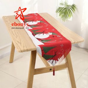 【Fast Delivery】Desktop Tablecloth Christmas Decorations Plaid Fabric Christmas Table Runner Beautiful and Fashionable 4/6/8 cotton and linen woven and embroidered home decoration