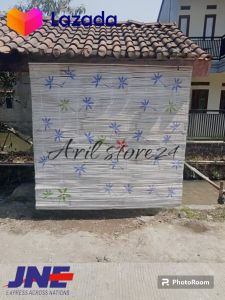 Tirai bambu motip karakter bunga/kerei penghalang panas/tirai teras depan rumah/kere bambu gulung murah/tirai bambu motip bunga/frre paku sama tarikan