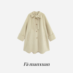 FAMANXUAN | French Bow Tie Double-Faced Wool Coat