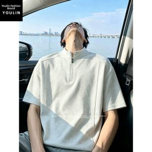 YOULIN | Structured Design Half Zip Polo Shirt Short Sleeve