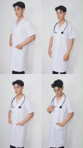 🚛🇹🇭 เสื้อแพทย์ ห้องแล็บปฏิบัติการ คอฮาวายแขนสั้น ผ้าคุณภาพสูง ทรงสวย ผ้าดีไม่ยับ ไซส์มีให้เลือก