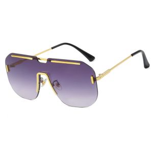 JN IMPRESSION แว่นกันแดดชิ้นเดียวกรอบตารางโลหะขนาดใหญ่สไตล์ยุโรปและอเมริกา Kacamata Hitam Anti-UV แฟชั่นสตรีทันสมัย