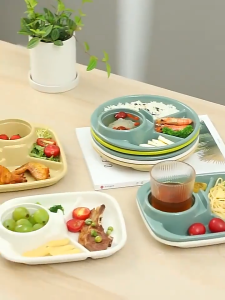 Nipiin Divided Dinner Plate Breakfast Pan Portion Control Food Plate for Adults Kids Plates Healthy Eating Tray