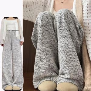Gray High Waist Wide Leg Pants Womens Early Autumn 2025 New Style Drapey Slimming French Drawstring Casual Straight Leg Trousers