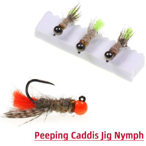 #12#14 Tungsten Bead Head Peeping Caddis Barbless Jig Nymph Fast Sinking For Trout Grayling Bluegill Deep Pools Fishing Lure