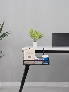 No-Drill Under Desk Cable Management Tray Carbon Steel Cable Organizer Rack Power Strip Adapter Organizer Shelf
