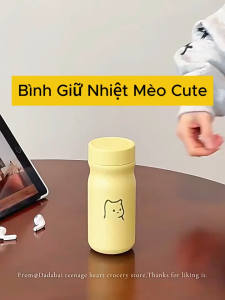 Bình giữ nhiệt mini hình mèo Bình nước mini cute Bình giữ nhiệt nhỏ gọn Bình nước mèo đáng yêu Bình giữ nhiệt mang đi học đi làm