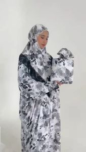 Mukena Terusan Dewasa Motif Rayon Viscose Premium Renda Kalung