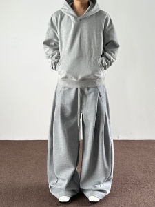 American Style Retro Decomposition Design Grey Loose Casual Sports Pants Men Women Straight Tube Pants Drapey Comfortable