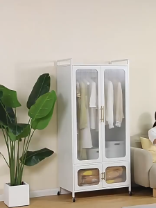 (Roda)Lemari Pakaian Besi Lemari Pakaian 2 Pintu Anti rayap Anti lembab Anti karat Anti jamur