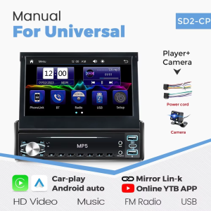 Support Wireless Carplay Android Auto for Universal Car Multimedia Player 7 Inch Retractable Touch Screen Intelligent System MP5