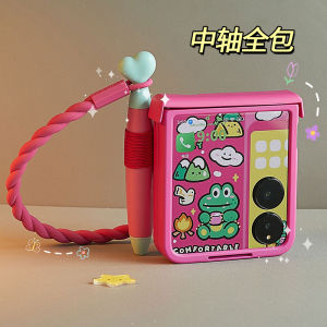 เคสโทรศัพท์มือถือแบบพับได้พร้อมสายคล้องสร้อยคอ ปกป้องเต็มจอ ป้องกันการตกหล่น พร้อมปากกาสัมผัส ดีไซน์สร้างสรรค์ สำหรับ Xiaomi Mixflip