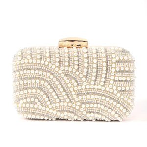 Beading Elegant Evening Handbag Women Fashionable Stylish Wedding Dinner Party Dress Clutch Bags with Long Metal Chain Handbags
