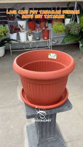 POT BUNGA TANAMAN PLASTIK CLARIS FLORENCE 5818 MERAH BATA + TATAKAN BAWAH