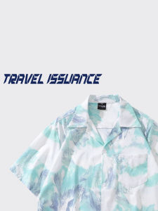 Travel Issuance Retro Creative Summer Graffiti Print Loose Short Sleeve Shirt Casual Versatile Style for Men