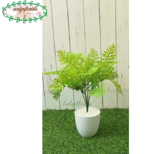 Pohon Hias Imitasi Daun Pakis Jari X6 Pot Melamine Pajangan Meja Tamu Hiasan Rumah Aesthetic