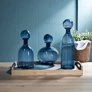 Creative Handmade Glass Flower Vase Colored with Storage
