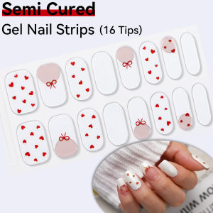 16Tips UV Semi-Cured Gel Nail Wraps Premium Nail Strips Long Lasting Full Cover UV/LED Gel Semi Cured Nail Sticker Best Quality