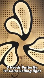 LED Ceiling Light 5 Heads Butterfly Tri-Color Bulb Pendant Light Nordic Creative Personality Warm for Bedroom Living Room Chandelier Decorative Lighting