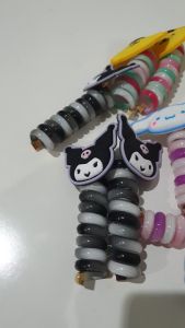 (PER 2 PCS) KUNCIR SPIRAL IKAT RAMBUT ANAK SANRIO TALI RAMBUT BENTUK KABEL LUCU AKSESORIS RAMBUT