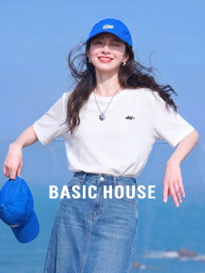 Basic House | Womens Cotton Embroidered T-Shirt