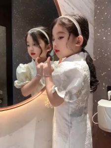 Váy Sườn Xám Cách Tân Nổi Tiếng Trên Mạng Hoa Nhí Cho Bé Gái Trang Phục Hán Phục Kiểu Trung Quốc Tay Ngắn Mùa Hè Cho Bé Gái Phong Cách Trung Quốc