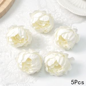 10/20/30Pcs Mini White Artificial Flower Heads Simulation Peony Daisy Rose Flower for Craft Wreaths Wedding Party DIY Home Decor