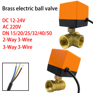 Ac 220V DC 12V-24V Brass Electric Thread Ball Valve 2-control 3-wire Solenoid Water Valve Actuator DN15/20/25/32/40/50