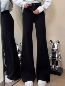 High Waist Black Elastic Micro Flared Denim Jeans Womens Slimming Trousers Autumn New Style Retro Versatile High Waist Jeans