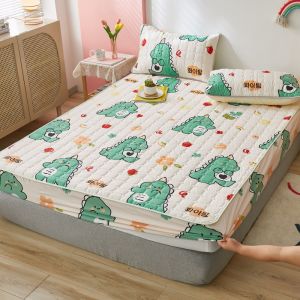 Waterproof Bedsheet Thicken Fitted Sheet Queen Size Mattress Cover Premium Quality Bed Sheet Single Queen King Size