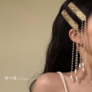 Exquisite Full Diamond Tassel Hair Clip Original Design Ethnic Style Side Hair Clip Crystal Zircon Stone Hair Accessories