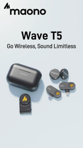 Maono T5 Wireless Lavalier Microphone Noise Cancelling Microphone with Maono Link App for Smart PhoneVloggingLive Streaming