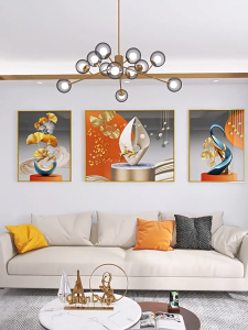 Cream-style Modern Minimalist Landscape Triptych Wall Art for Living Room Nordic Chic Sofa Background Painting
