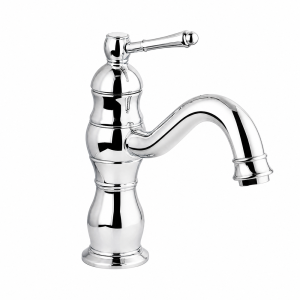 Retro European Style Bathroom Basin Faucet Zinc Alloy Stainless Steel Body Bright Chrome Plated Single Hole Hot and Cold