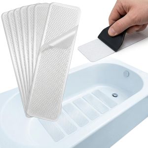 6 Piece Non-Slip Shower Floor StickersLarge Safety Anti-Slip Decals for Bathtubs Shower Floors and Stairs-Scraper Included
