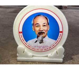 Ảnh đá Bác Hồ và Đại tướng Võ Nguyên Giáp kèm đế | Tranh đá ảnh lưu miệm tại Quê Bác