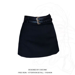 High-Waist Plus Size Black Womens Skirt with Double Waistband Semi-Sheer A-Line Design for Spring/Summer Retro Style