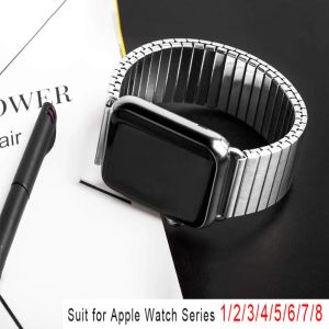 Elastic Watchband For IWatch 38mm 40mm 44mm 42mm Woman Stainless Steel Band For Apple Watch Series 6 5 4 3 SE 7 41mm 45mm Strap