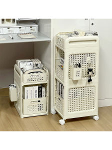 Mobile Bookshelf Multi-Layer Storage Rack under Desk Small Cart Wheelchair Dormitory Floor Standing Organizer Plastic Material