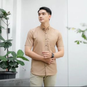 Kemeja Polos cowok Lengan Pendek Casul Baju Pria Slimfit Premium Slimfit Hitam Putih Navy