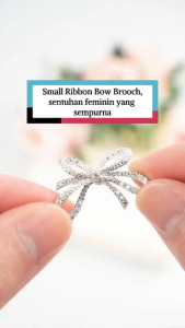 KERONGSANG TUDUNG Ribbon Saduran Rhodium Permata Putih Zhulian