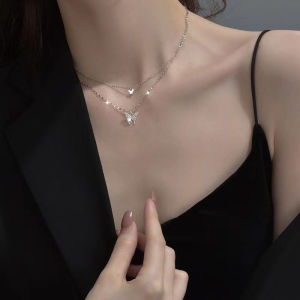 Original Design Nianyou Double Layer Stackedสร้อยคอผีเสื้อผู้หญิงหรูหราINS Nicheสไตล์Clavicle Chainแฟชั่นอินเทรนด์